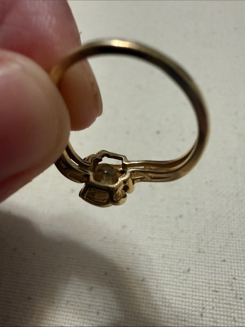Stunning 14K Gold Swirl Ring W/Pearl & Diamond size 6 - Picture 13 of 17